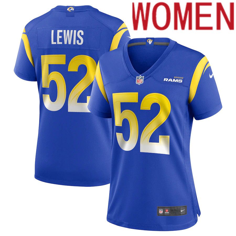 Women Los Angeles Rams #52 Terrell Lewis Nike Royal Game NFL Jersey->women nfl jersey->Women Jersey